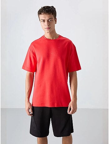 Camiseta de cuello redondo oversize de mezcla de algodón tommy