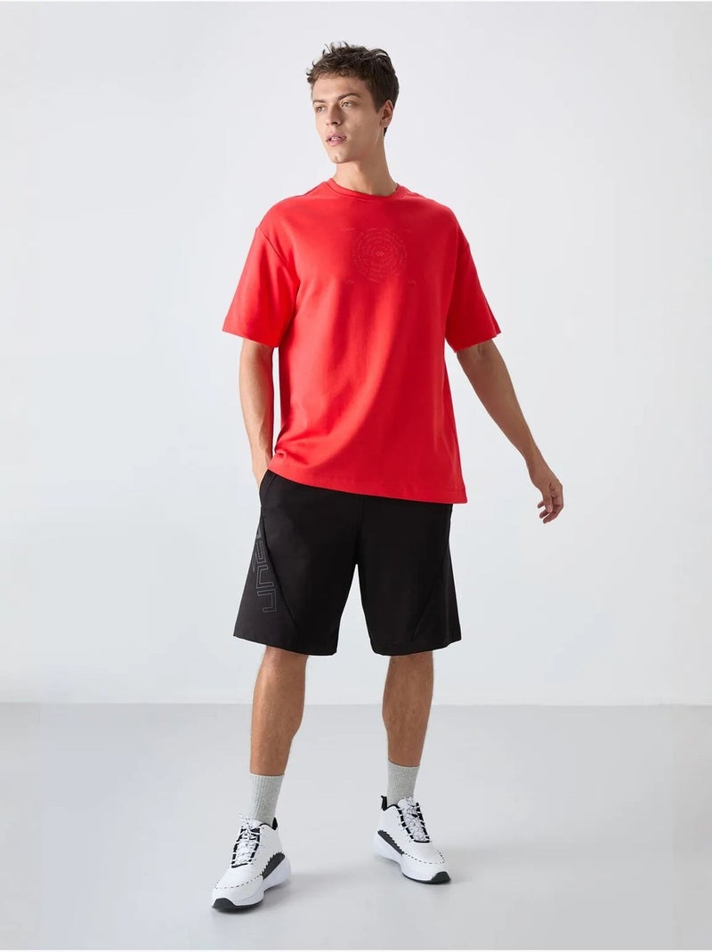 Camiseta de cuello redondo oversize de mezcla de algodón tommy Rojo - Kiabi