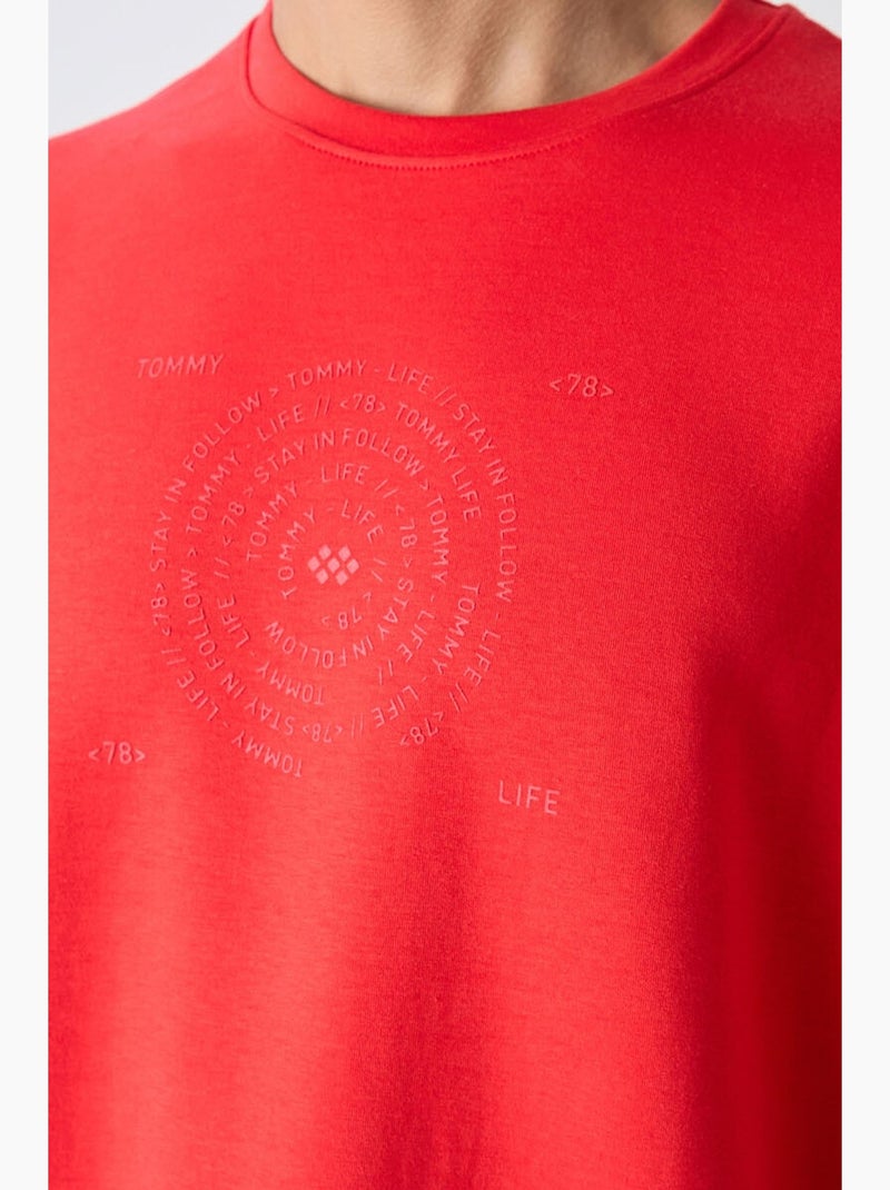 Camiseta de cuello redondo oversize de mezcla de algodón tommy Rojo - Kiabi