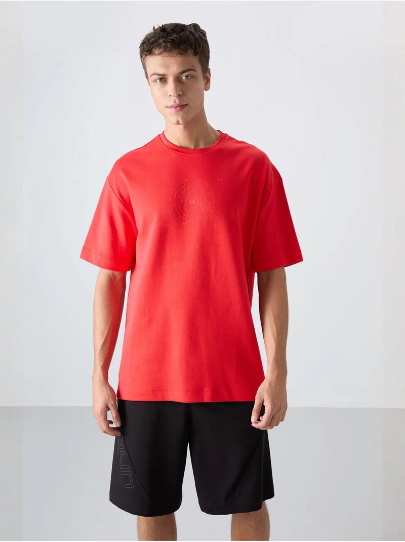 Camiseta de cuello redondo oversize de mezcla de algodón tommy Rojo - Kiabi