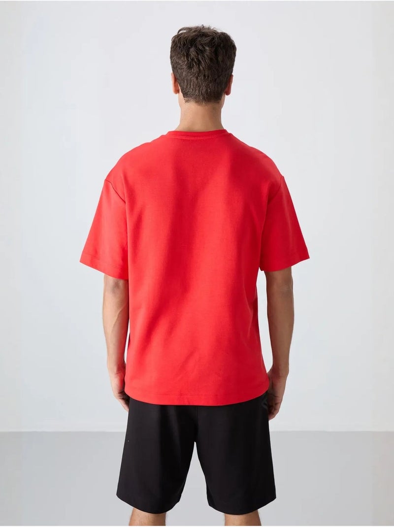 Camiseta de cuello redondo oversize de mezcla de algodón tommy Rojo - Kiabi