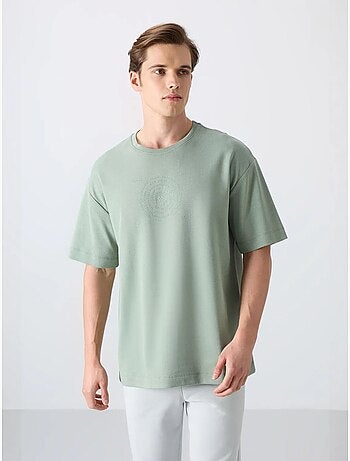 Camiseta de cuello redondo oversize de mezcla de algodón tommy