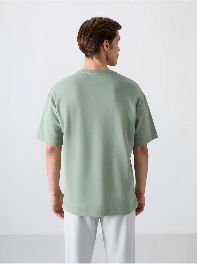 Camiseta de cuello redondo oversize de mezcla de algodón tommy Verde - Kiabi