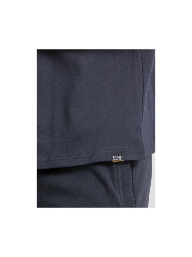 Camiseta de cuello redondo oversize de puro algodón NOBUKA Azul marino - Kiabi