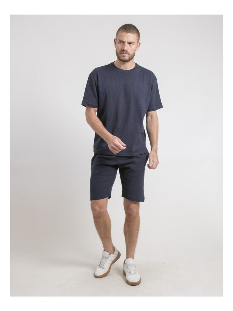 Camiseta de cuello redondo oversize de puro algodón NOBUKA Azul marino - Kiabi