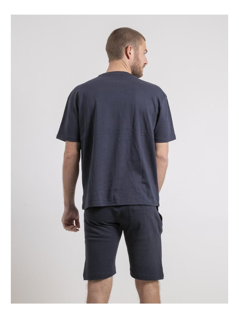 Camiseta de cuello redondo oversize de puro algodón NOBUKA Azul marino - Kiabi