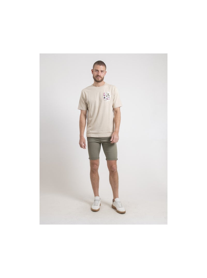 Camiseta de cuello redondo oversize de puro algodón NOFENIX Beige - Kiabi