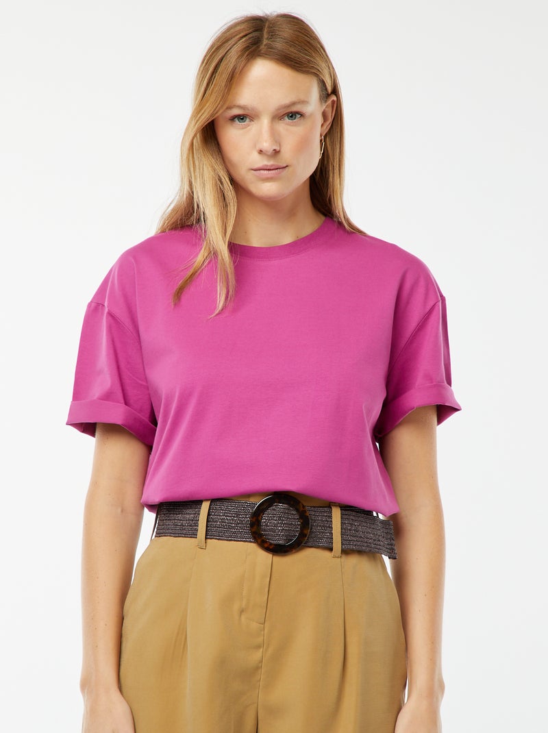 Camiseta de cuello redondo oversize Rosa - Kiabi