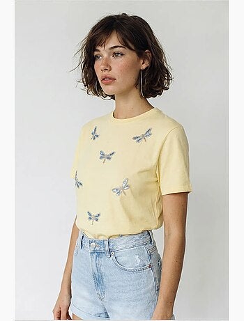 Camiseta de cuello redondo y corte relajado con bordado lucci
