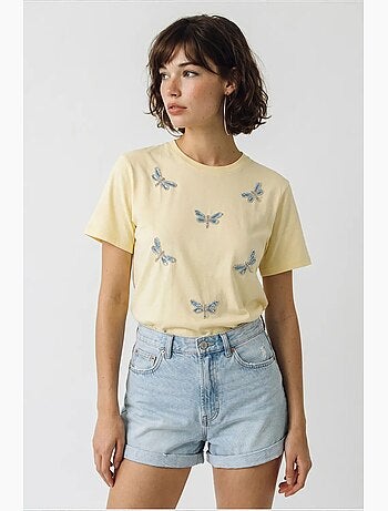 Camiseta de cuello redondo y corte relajado con bordado lucci