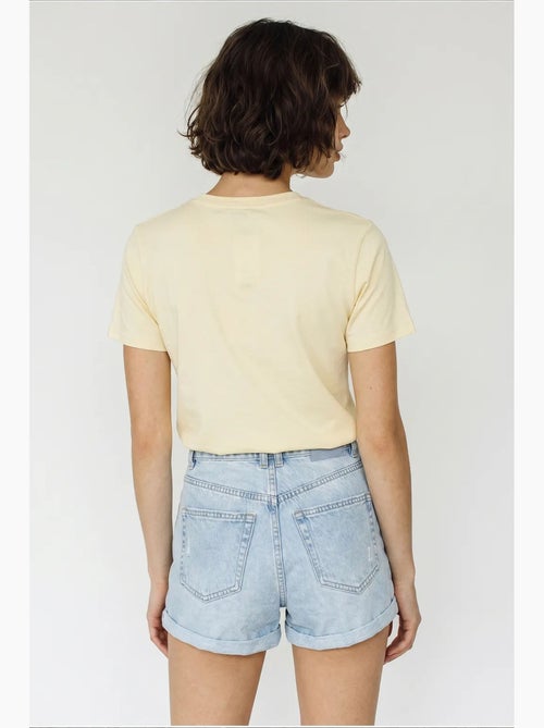 Camiseta de cuello redondo y corte relajado con bordado lucci - Kiabi