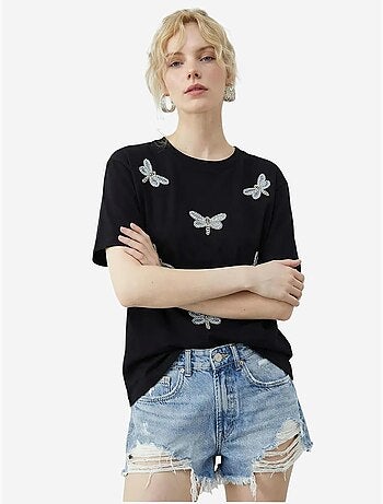 Camiseta de cuello redondo y corte relajado con bordado lucci