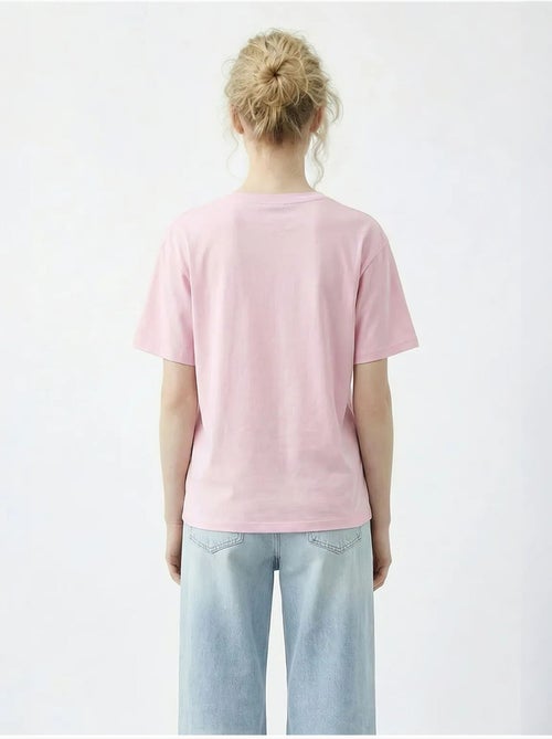 Camiseta de cuello redondo y corte relajado con bordado lucci - Kiabi