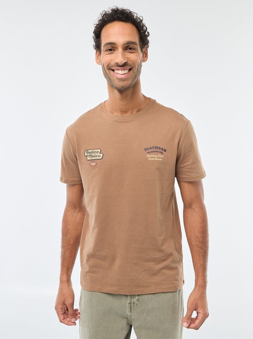 Camiseta de cuello redondo y manga corta con estampado - Kiabi