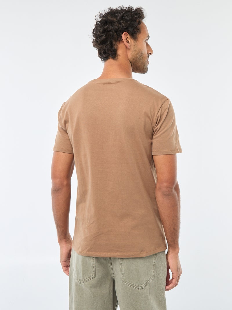 Camiseta de cuello redondo y manga corta con estampado Beige - Kiabi