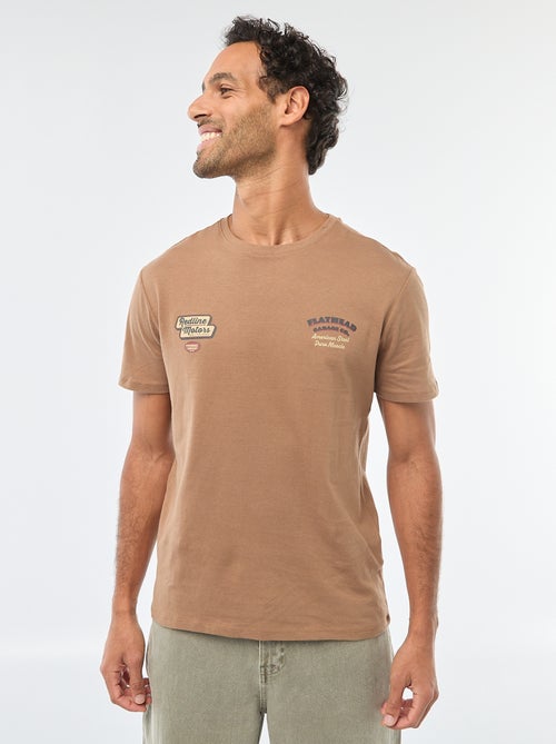 Camiseta de cuello redondo y manga corta con estampado - Kiabi