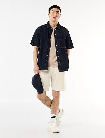 Camiseta de cuello redondo y manga corta en nido de abeja