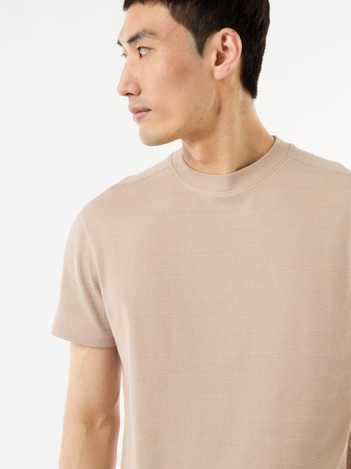 Camiseta de cuello redondo y manga corta en nido de abeja - Kiabi