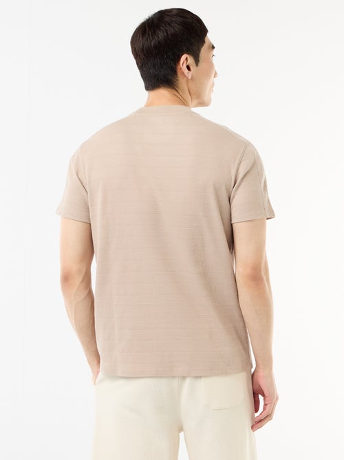 Camiseta de cuello redondo y manga corta en nido de abeja - Kiabi