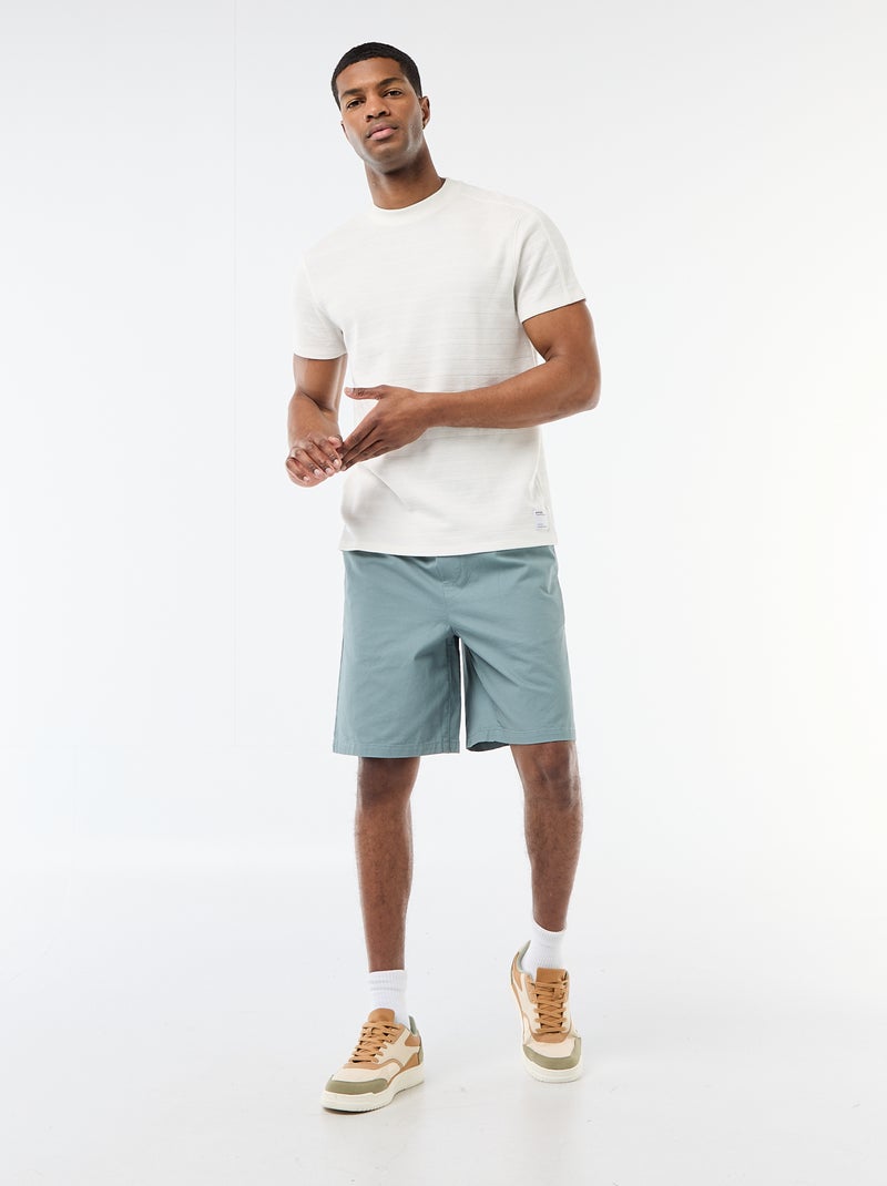 Camiseta de cuello redondo y manga corta en nido de abeja Blanco - Kiabi