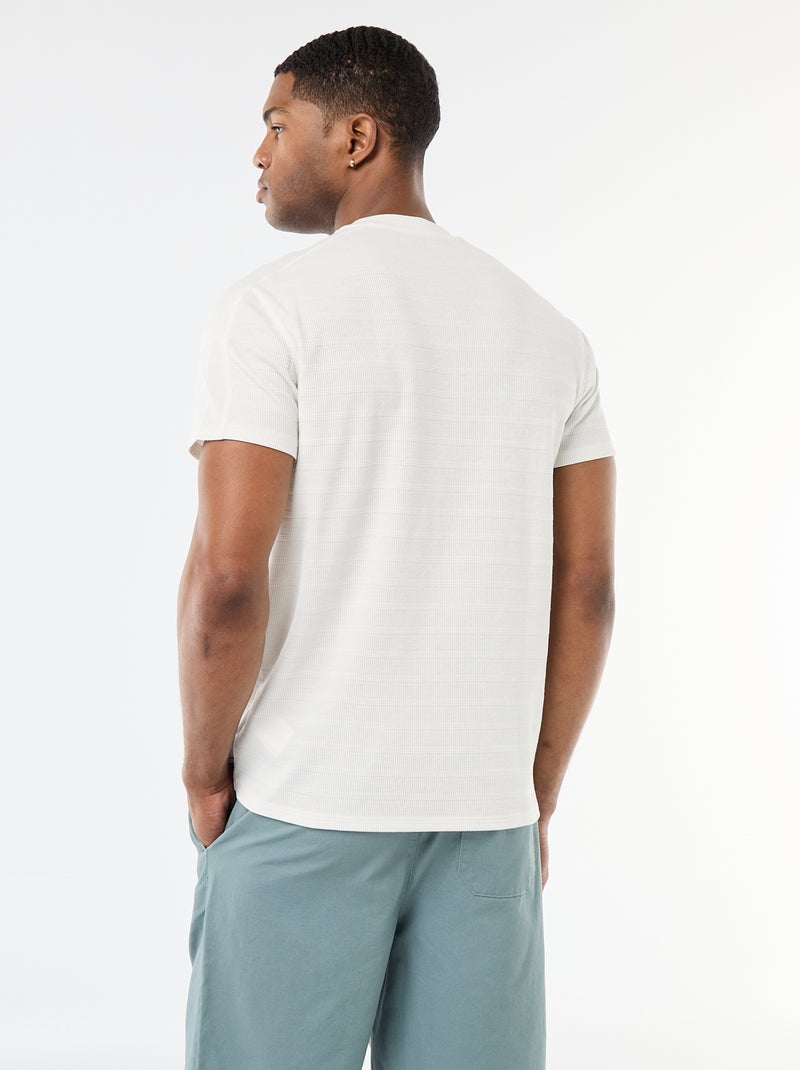 Camiseta de cuello redondo y manga corta en nido de abeja Blanco - Kiabi