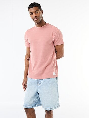 Camiseta de cuello redondo y manga corta en nido de abeja