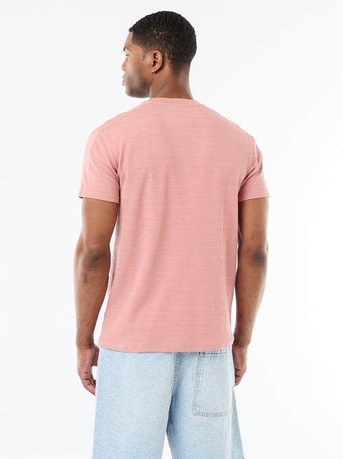 Camiseta de cuello redondo y manga corta en nido de abeja - Kiabi
