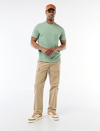 Camiseta de cuello redondo y manga corta en nido de abeja