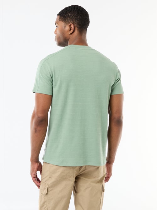 Camiseta de cuello redondo y manga corta en nido de abeja - Kiabi