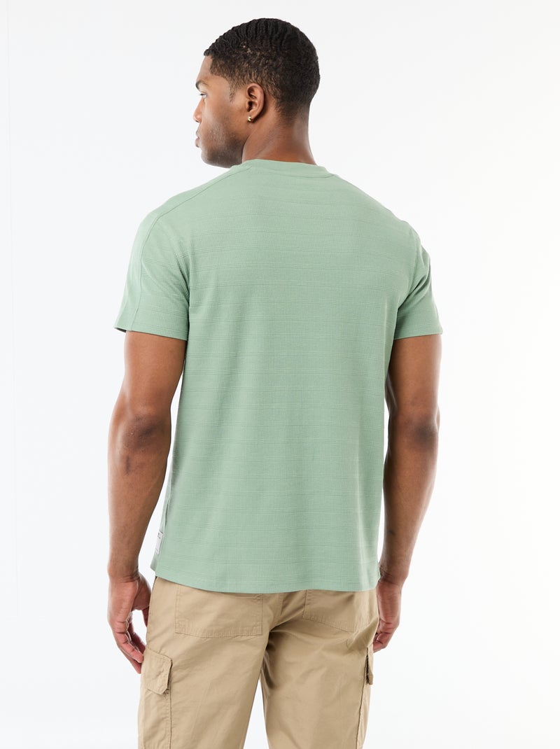 Camiseta de cuello redondo y manga corta en nido de abeja Verde - Kiabi
