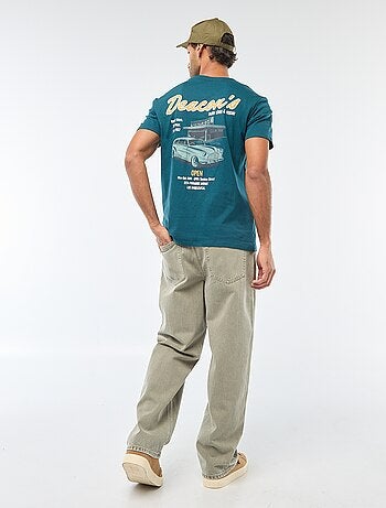 Camiseta de cuello redondo y manga corta estampada