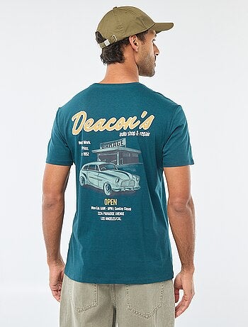 Camiseta de cuello redondo y manga corta estampada