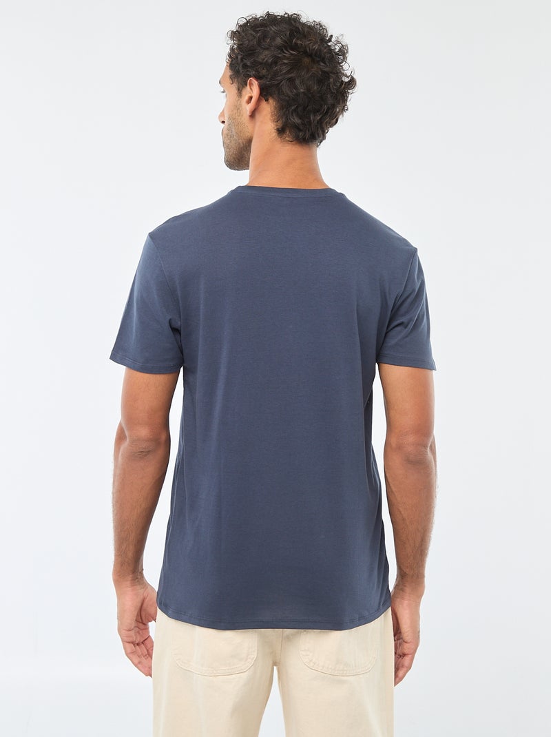Camiseta de cuello redondo y manga corta estampada Azul - Kiabi