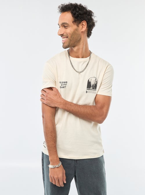 Camiseta de cuello redondo y manga corta estampada - Kiabi