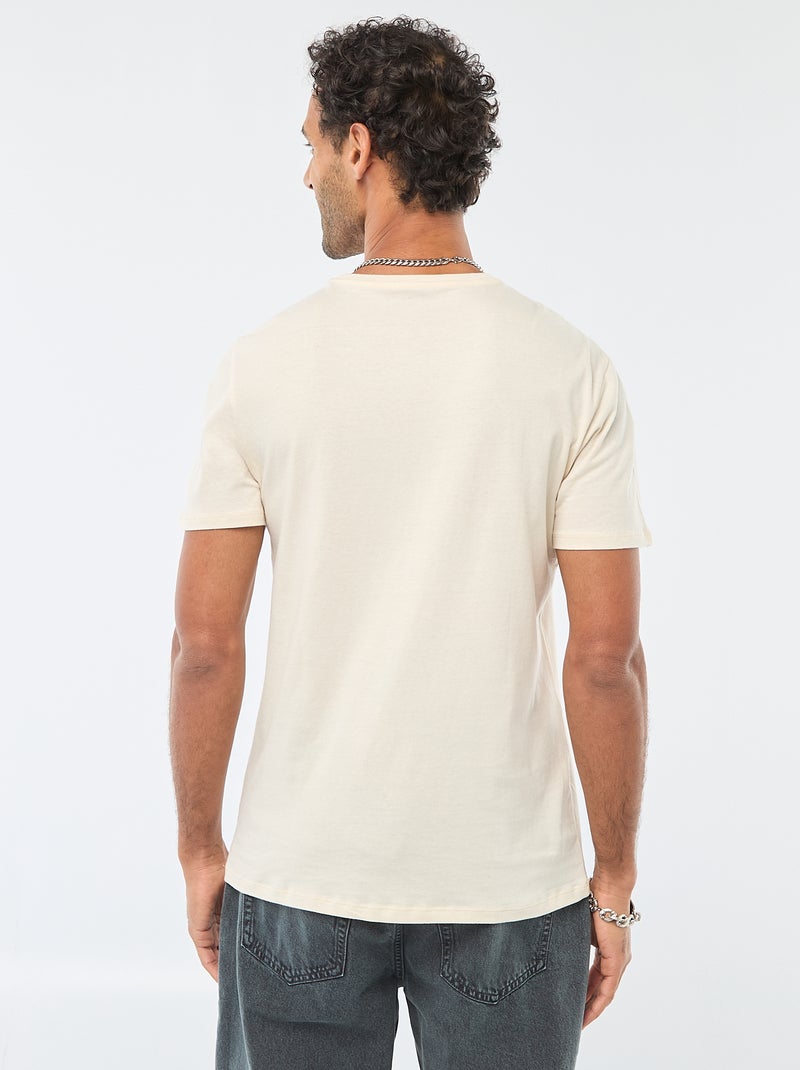 Camiseta de cuello redondo y manga corta estampada Blanco - Kiabi