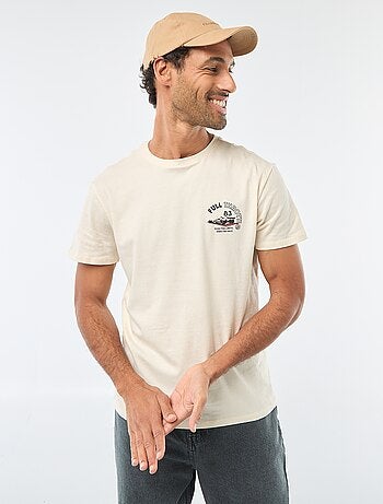 Camiseta de cuello redondo y manga corta estampada