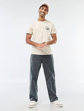 Camiseta de cuello redondo y manga corta estampada