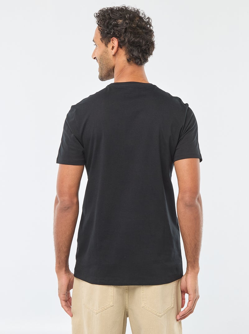 Camiseta de cuello redondo y manga corta estampada Negro - Kiabi