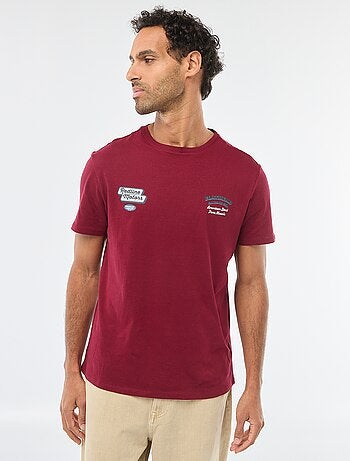 Camiseta de cuello redondo y manga corta estampada