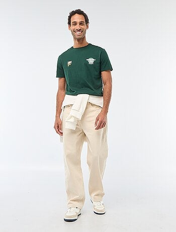 Camiseta de cuello redondo y manga corta estampada