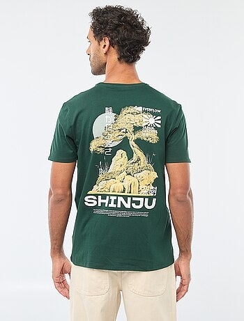 Camiseta de cuello redondo y manga corta estampada