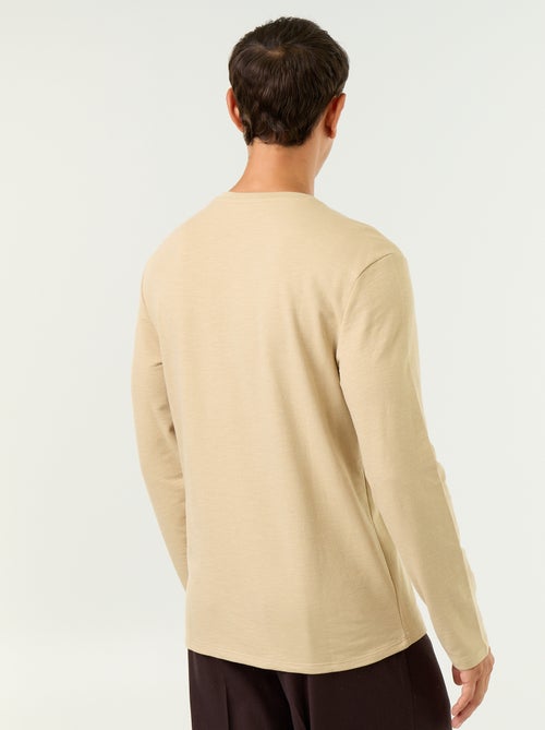 Camiseta de cuello tunecino de manga larga - Kiabi