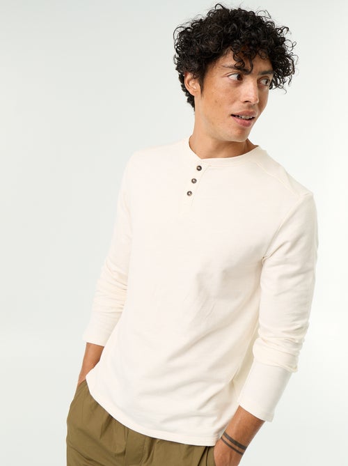 Camiseta de cuello tunecino de manga larga - Kiabi