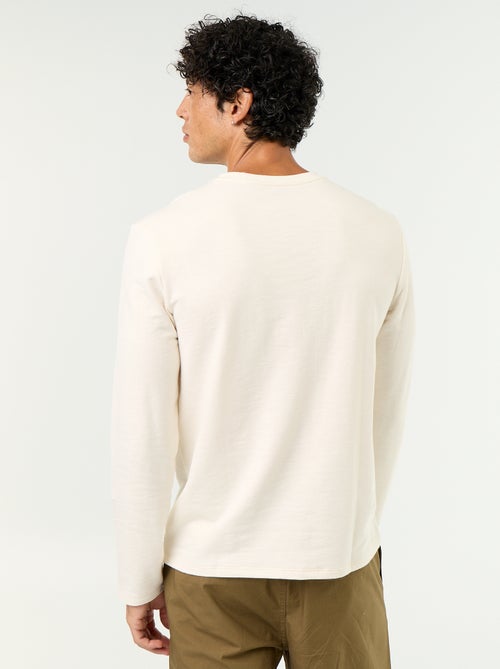 Camiseta de cuello tunecino de manga larga - Kiabi