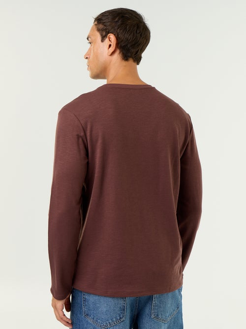 Camiseta de cuello tunecino de manga larga - Kiabi Camiseta de cuello tunecino de manga larga - Kiabi