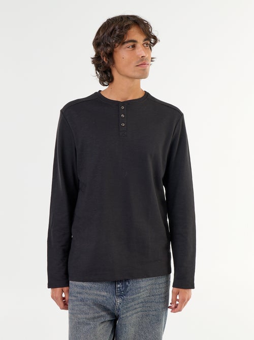 Camiseta de cuello tunecino de manga larga - Kiabi