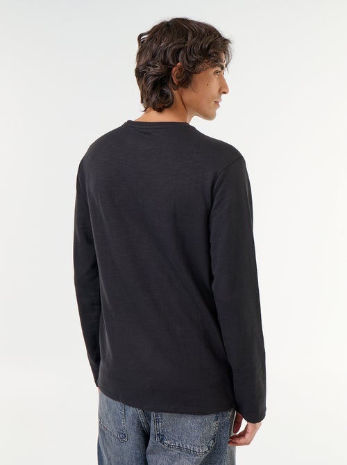 Camiseta de cuello tunecino de manga larga - Kiabi