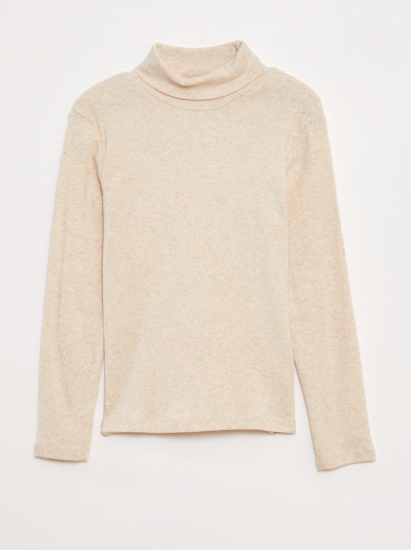 Camiseta de cuello vuelto Beige - Kiabi