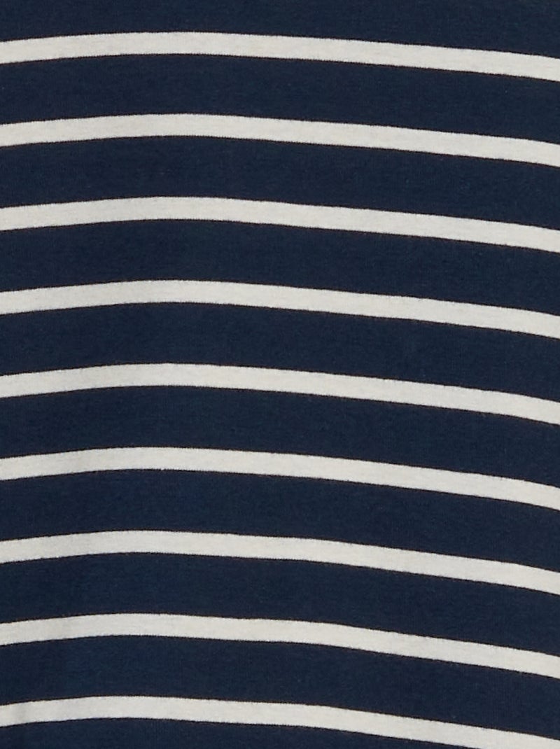 Camiseta de cuello vuelto de algodón elástico AZUL - Kiabi