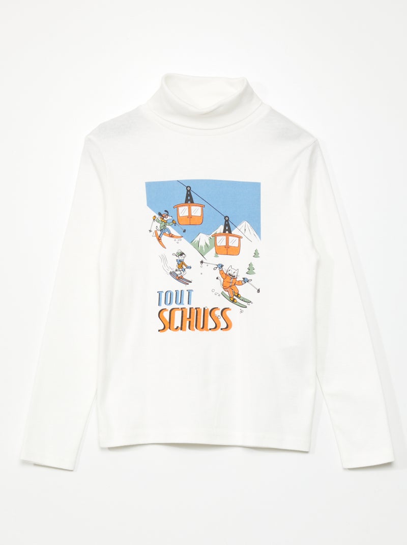 Camiseta de cuello vuelto estampada BLANCO - Kiabi
